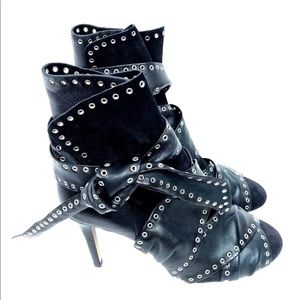 Isabel Marant Black Leather Alease Tie Ankle Boots